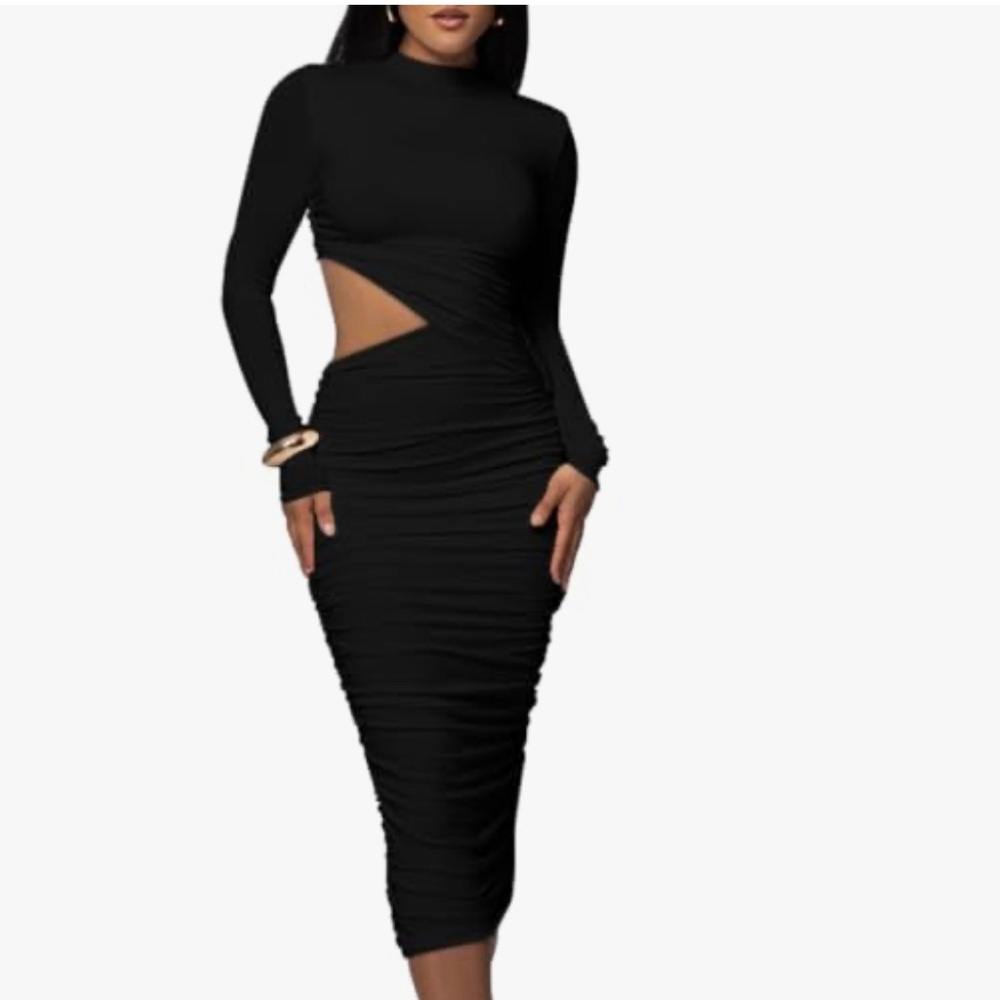 Elegant Black Cut-Out Dress